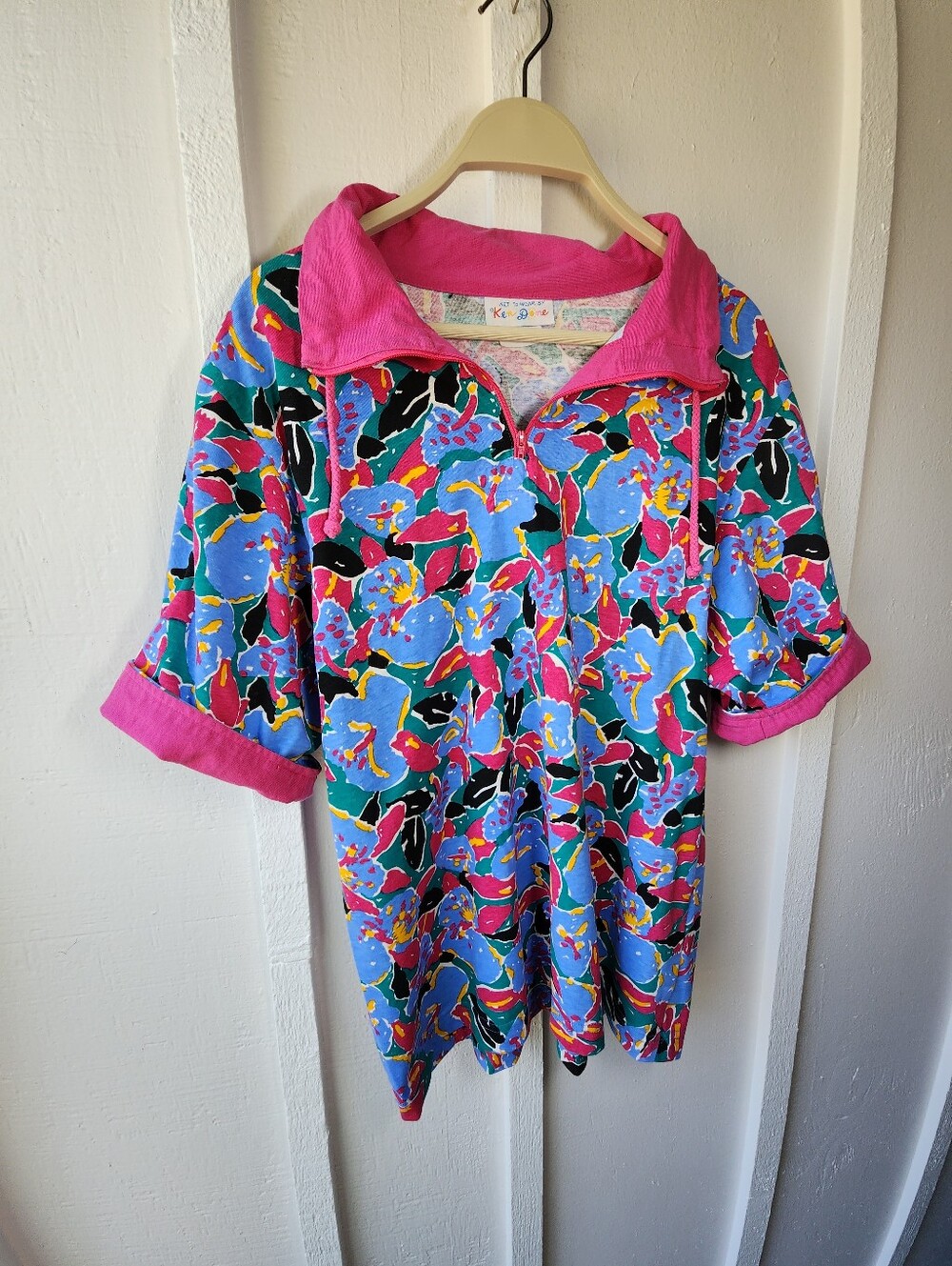ART TO WEAR BY Ken Done Floral Pullover Top Vibrant Tropical